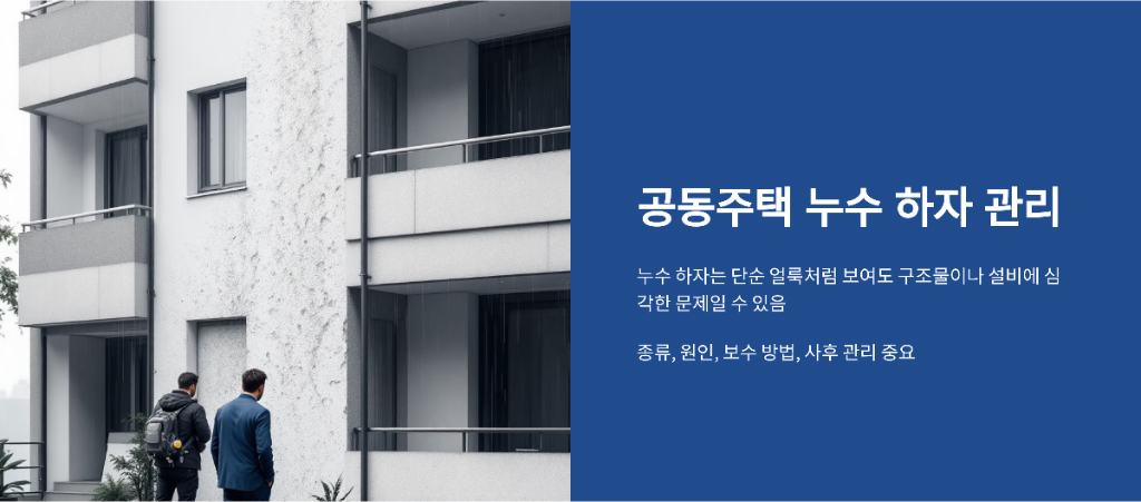 공동주택 누수 하자 종류, 원인, 보수 방법