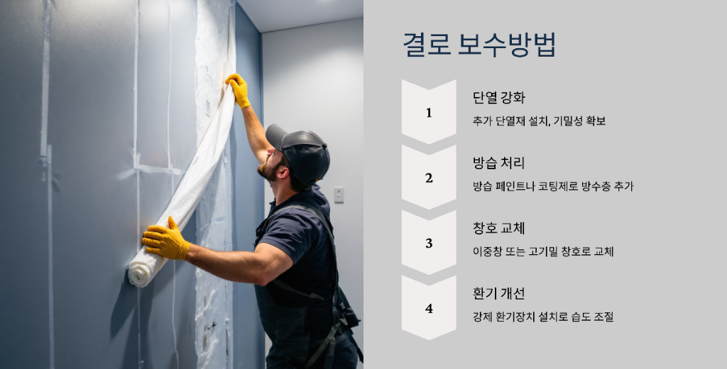 아파트 겨울철 결로 발생 원인과 부실시공 및 보수방법