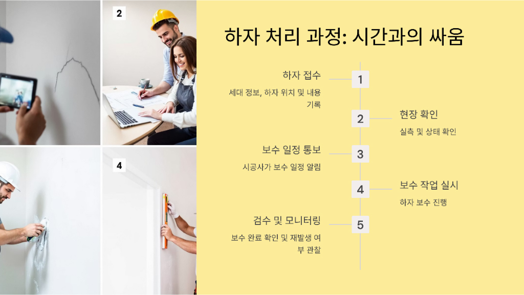 하자 처리 과정: 시간과의 싸움 . 이미지 설렴