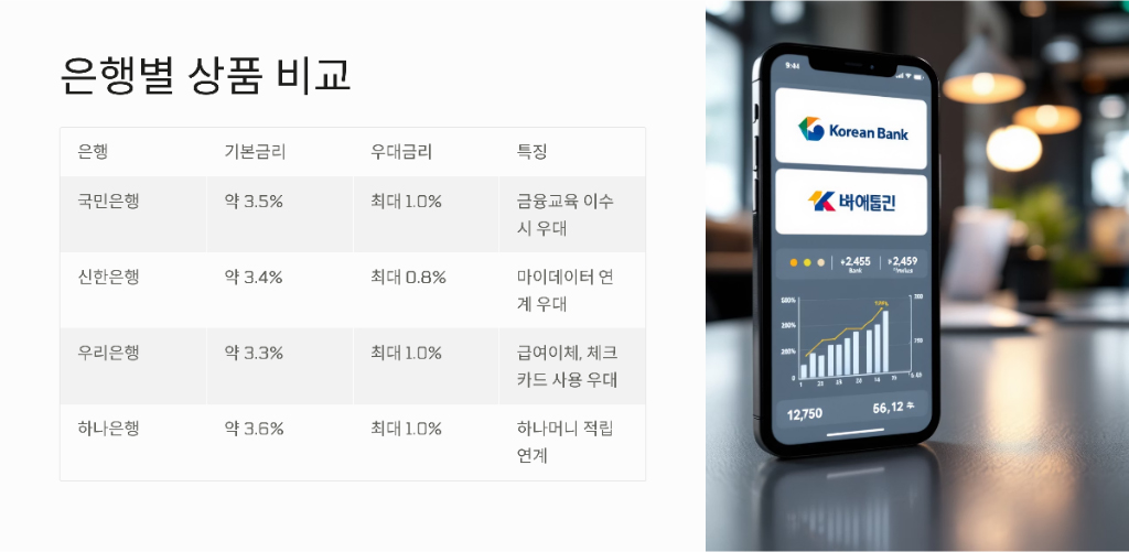 은행별 상품 차이점 에 대한 설명