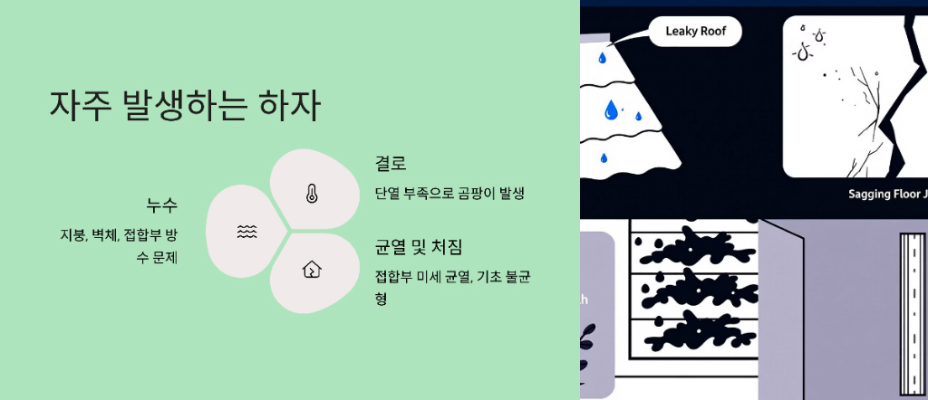 모듈러 주택에서 자주 발생하는 하자 에 대해 설명