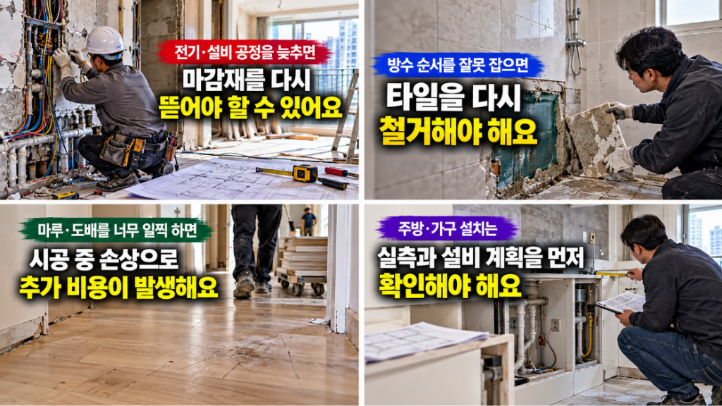 공정 순서가 잘못되면 비용보다 일정이 더 크게 흔들릴 수 있다