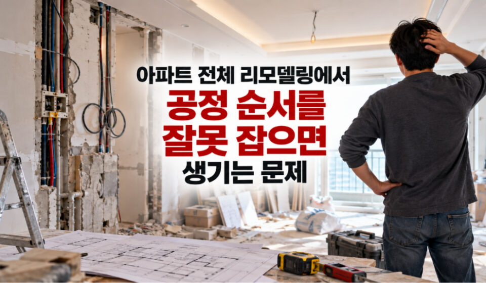 아파트 전체 리모델링 공정 순서를 잘못 잡으면 발생하는 문제